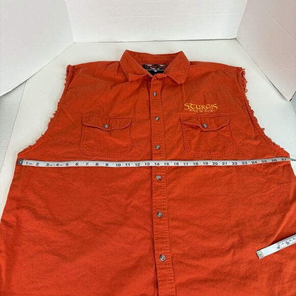 Vintage Sturgis Bike Week Vest, 4XL, Orange, V-Twin Motorcycle Apparel Wolves - Picture 6 of 7